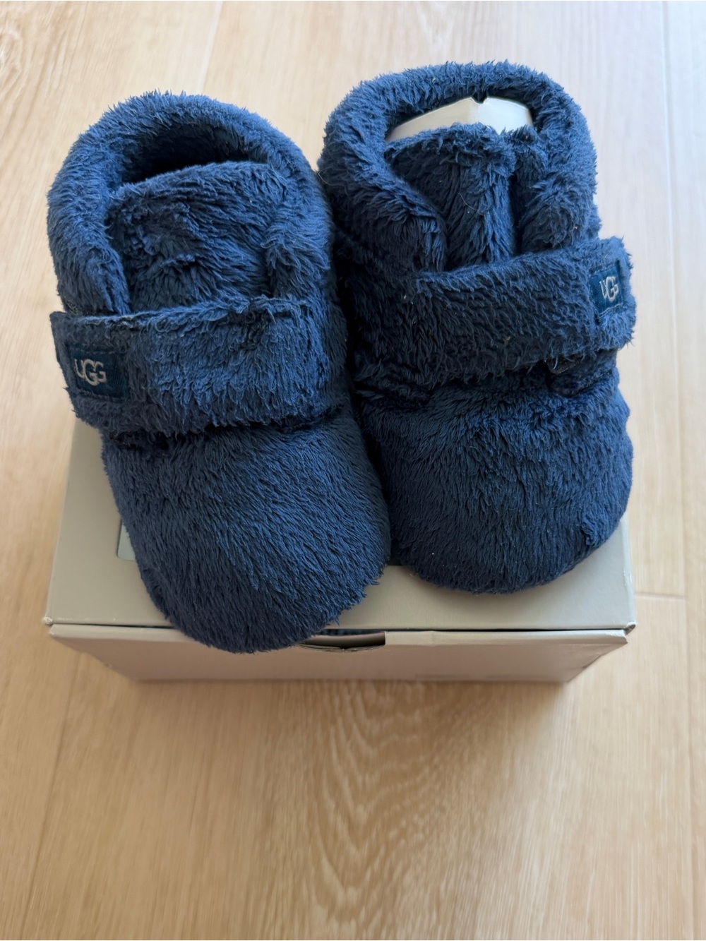 UGG Plush Baby Walker Booties in Navy Blue